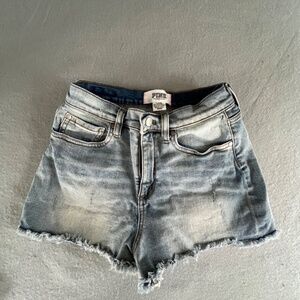 Pink Victoria Secret distressed denim high rise shorts